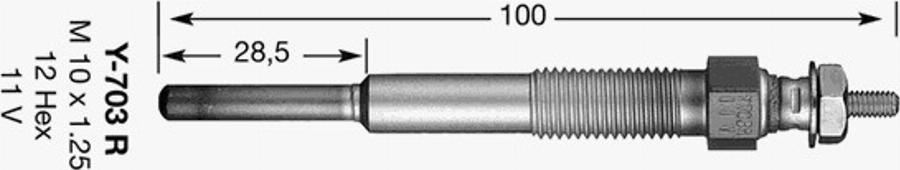 NGK Y-703 R - Свічка розжарювання autozip.com.ua