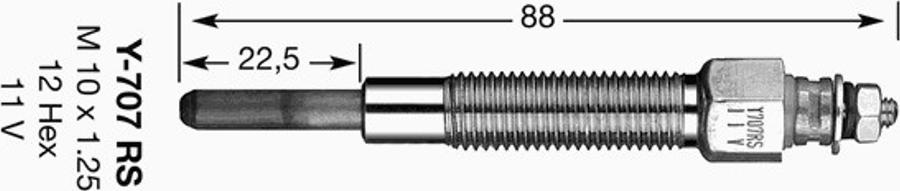 NGK Y-707RS - Свічка розжарювання autozip.com.ua