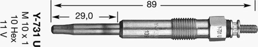 NGK Y-731U - Свічка розжарювання autozip.com.ua