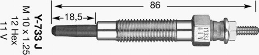 NGK Y-733J - Свічка розжарювання autozip.com.ua