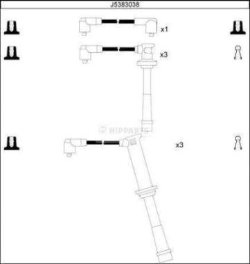 Nipparts J5383038 - Комплект проводів запалювання autozip.com.ua