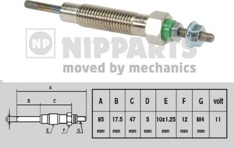 Nipparts J5715004 - Свічка розжарювання autozip.com.ua