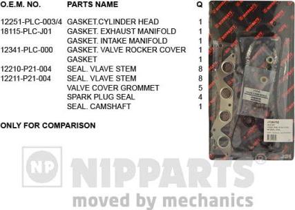 Nipparts J1244102 - Комплект прокладок, головка циліндра autozip.com.ua