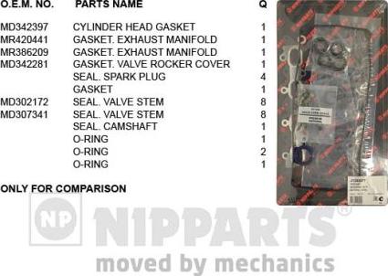 Nipparts J1245077 - Комплект прокладок, головка циліндра autozip.com.ua