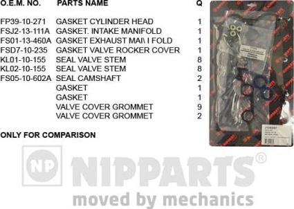 Nipparts J1243097 - Комплект прокладок, головка циліндра autozip.com.ua