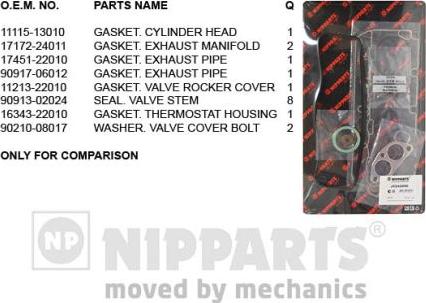Nipparts J1242095 - Комплект прокладок, головка циліндра autozip.com.ua