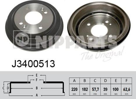 Nipparts J3400513 - Гальмівний барабан autozip.com.ua