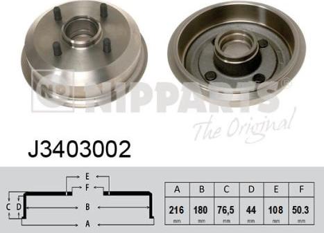 Nipparts J3403002 - Гальмівний барабан autozip.com.ua