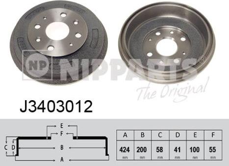 Nipparts J3403012 - Гальмівний барабан autozip.com.ua