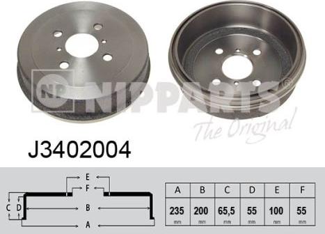 Nipparts J3402004 - Гальмівний барабан autozip.com.ua