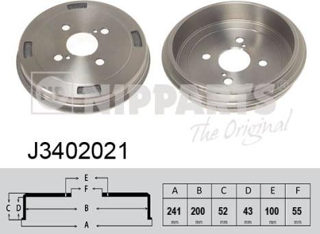 Nipparts J3402021 - Гальмівний барабан autozip.com.ua