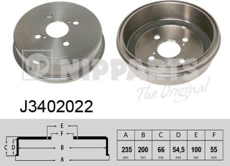 Nipparts J3402022 - Гальмівний барабан autozip.com.ua