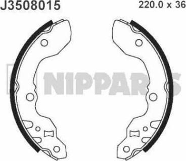 Nipparts J3508015 - Комплект гальм, барабанний механізм autozip.com.ua