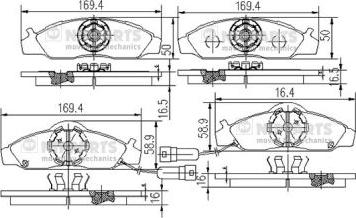 Nipparts J3600400 - Гальмівні колодки, дискові гальма autozip.com.ua