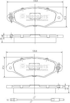 Nipparts J3601093 - Гальмівні колодки, дискові гальма autozip.com.ua