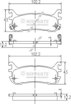 Nipparts J3613012 - Гальмівні колодки, дискові гальма autozip.com.ua