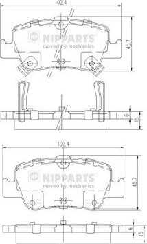 Nipparts J3612033 - Гальмівні колодки, дискові гальма autozip.com.ua