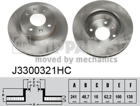 Nipparts J3300321HC - Гальмівний диск autozip.com.ua