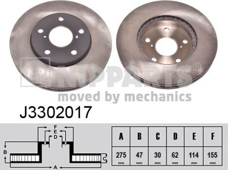 Nipparts J3302017 - Гальмівний диск autozip.com.ua