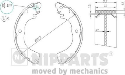 Nipparts N3505049 - Комплект гальм, барабанний механізм autozip.com.ua