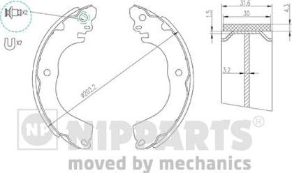 Nipparts N3501058 - Комплект гальм, ручник, парковка autozip.com.ua