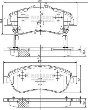 Nipparts N3604066 - Гальмівні колодки, дискові гальма autozip.com.ua