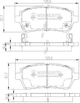 Nipparts N3606022 - Гальмівні колодки, дискові гальма autozip.com.ua