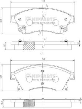 Nipparts N3600914 - Гальмівні колодки, дискові гальма autozip.com.ua