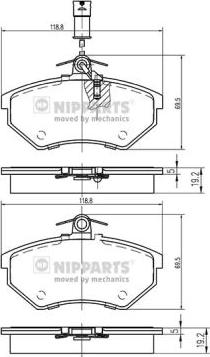 Nipparts N3600800 - Гальмівні колодки, дискові гальма autozip.com.ua