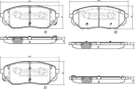 Nipparts N3600335 - Гальмівні колодки, дискові гальма autozip.com.ua