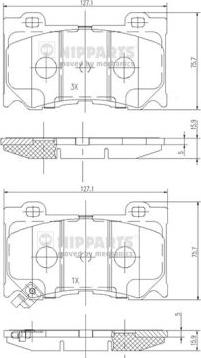 Nipparts N3601107 - Гальмівні колодки, дискові гальма autozip.com.ua