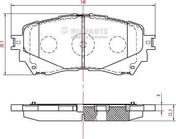 Nipparts N3603074 - Гальмівні колодки, дискові гальма autozip.com.ua