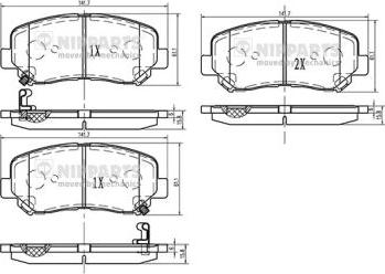 Nipparts N3603073 - Гальмівні колодки, дискові гальма autozip.com.ua