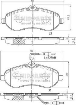 Nipparts N3602153 - Гальмівні колодки, дискові гальма autozip.com.ua