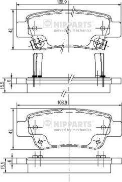 Nipparts N3614019 - Гальмівні колодки, дискові гальма autozip.com.ua