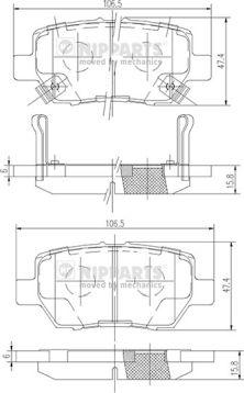 Nipparts N3614021 - Гальмівні колодки, дискові гальма autozip.com.ua