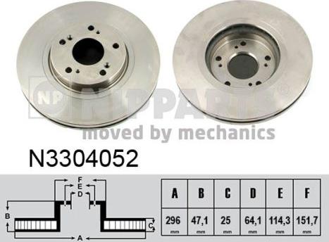 Nipparts N3304052 - Гальмівний диск autozip.com.ua