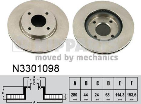 Nipparts N3301098 - Гальмівний диск autozip.com.ua