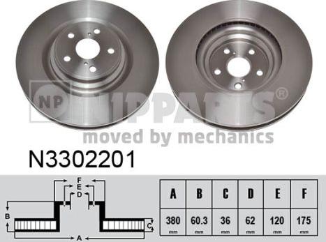 Nipparts N3302201 - Гальмівний диск autozip.com.ua