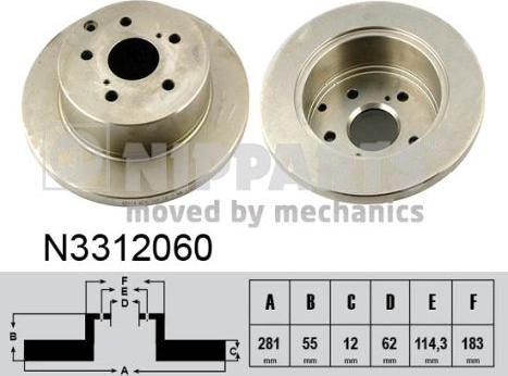 Nipparts N3312060 - Гальмівний диск autozip.com.ua