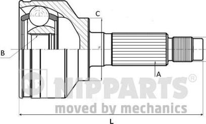 Nipparts N2824176 - Шарнірний комплект, ШРУС, приводний вал autozip.com.ua