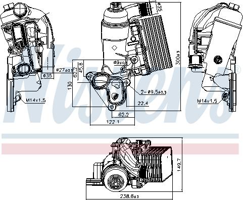 Nissens 90953 - Радіатор масляний MASTER-MOVANO 2.3dci 10- в зборі вир-во Nissens autozip.com.ua