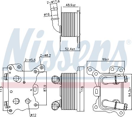 Nissens 91193 - Масляний радіатор, рухове масло autozip.com.ua