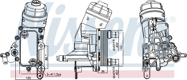 Nissens 91343 - Масляний радіатор, рухове масло autozip.com.ua