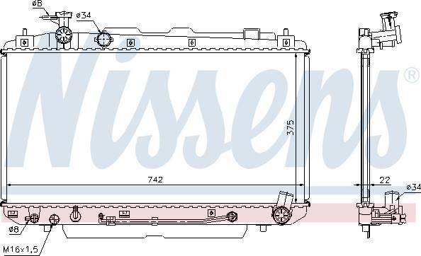 Nissens 64644A - Радіатор охолодження TOYOTA RAV 4 II A20 00- 2.0-2.4 AT вир-во Nissens autozip.com.ua