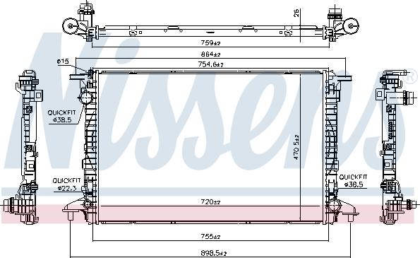 NISSENS 606462 - Радіатор, охолодження двигуна autozip.com.ua