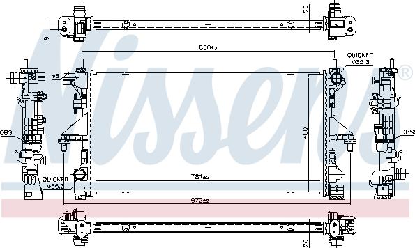 Nissens 606554 - Радіатор, охолодження двигуна autozip.com.ua