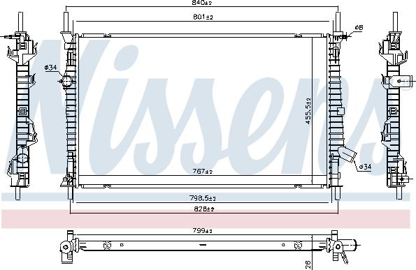 NISSENS 606537 - Радіатор, охолодження двигуна autozip.com.ua