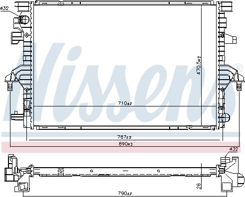 NISSENS 606088 - Радіатор, охолодження двигуна autozip.com.ua