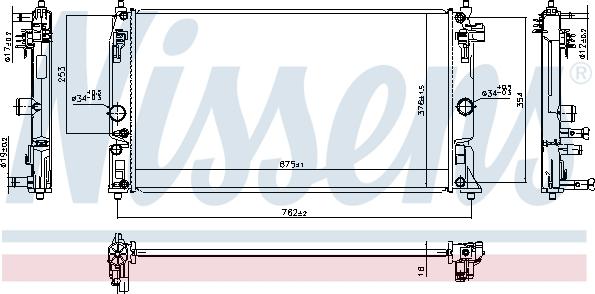 NISSENS 606394 - Радіатор, охолодження двигуна autozip.com.ua